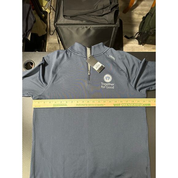 UNRL Interlock 1/4 Zip Performance Pullover Navy Blue Mens Small Chest Logo NEW - Picture 4 of 11